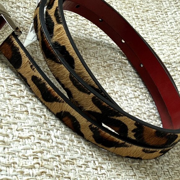 Michael Kors Belt XL Women's Royal Leopard Multicolor Brown Leather Metal Buckle - Picture 5 of 12